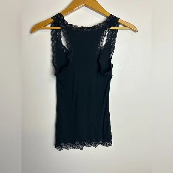 Mossimo Suply Y2K Babydoll Stretch Black Lace Trim Tank Top Size S - Picture 2 of 10